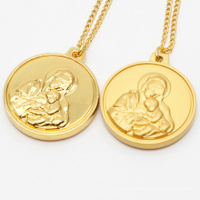 Medalhas de luxo milagrosas personalizadas personalizadas com banho de ouro puro 18K